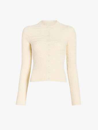 Proenza Schouler Still Life image of Marci Cardigan in Cable Knit in Vanilla