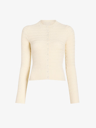 Proenza Schouler Still Life image of Marci Cardigan in Cable Knit in Vanilla