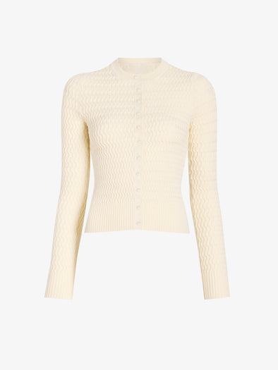 Proenza Schouler Still Life image of Marci Cardigan in Cable Knit in Vanilla