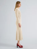 Proenza Schouler Side full length image of model wearing Marci Cardigan in Cable Knit in Vanilla