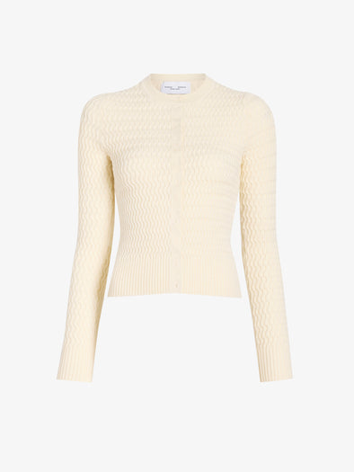 Proenza Schouler Still Life image of Marci Cardigan in Cable Knit in Vanilla