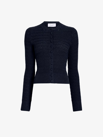 Proenza Schouler Still Life image of Marci Cardigan in Cable Knit in Navy