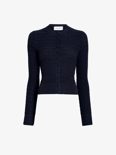 Proenza Schouler Still Life image of Marci Cardigan in Cable Knit in Navy