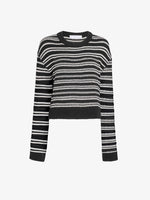 Proenza Schouler Still Life image of Pandora Sweater in Wool Stripe in Coal Grey