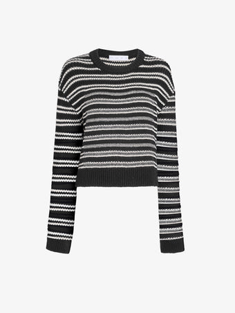 Proenza Schouler Still Life image of Pandora Sweater in Wool Stripe in Coal Grey