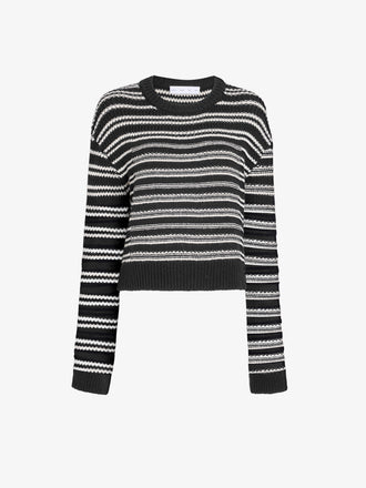 Proenza Schouler Still Life image of Pandora Sweater in Wool Stripe in Coal Grey
