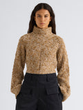 Proenza Schouler Front cropped image of model wearing Pippa Sweater in Multi Yarn in Oat Melange