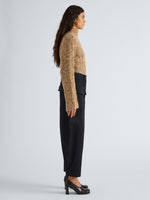 Proenza Schouler Side full length image of model wearing Pippa Sweater in Multi Yarn in Oat Melange