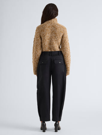 Proenza Schouler Back full length image of model wearing Pippa Sweater in Multi Yarn in Oat Melange