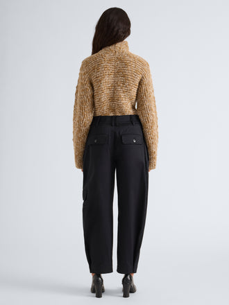 Proenza Schouler Back full length image of model wearing Pippa Sweater in Multi Yarn in Oat Melange