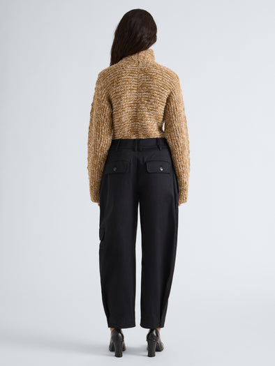 Proenza Schouler Back full length image of model wearing Pippa Sweater in Multi Yarn in Oat Melange