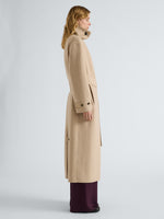Proenza Schouler Side full length image of model wearing Corey Coat in Melton in Oat