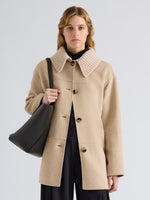 Proenza Schouler Front cropped image of model wearing Lisa Jacket in Melton in Oat