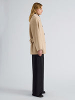 Proenza Schouler Side full length image of model wearing Lisa Jacket in Melton in Oat