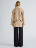 Proenza Schouler Back full length image of model wearing Lisa Jacket in Melton in Oat
