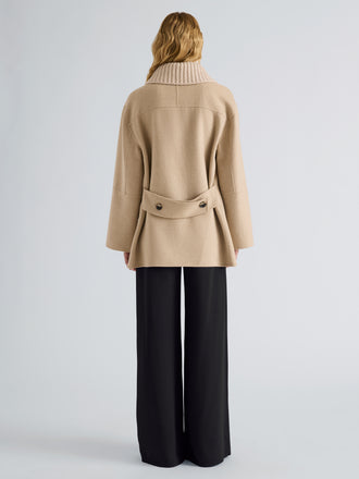 Proenza Schouler Back full length image of model wearing Lisa Jacket in Melton in Oat
