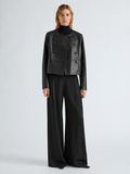 Proenza Schouler Front full length image of model wearing Courtney Jacket in Leather in Black
