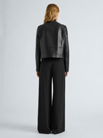 Proenza Schouler Back full length image of model wearing Courtney Jacket in Leather in Black