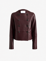 Proenza Schouler Still Life image of Courtney Jacket in Leather in Dark Wine