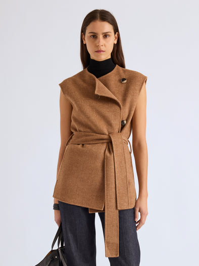 Proenza Schouler Front cropped image of model wearing Edie Gillet in Double Face Twill in Khaki