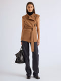 Proenza Schouler Front full length image of model wearing Edie Gillet in Double Face Twill in Khaki
