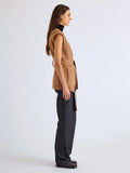 Proenza Schouler Side full length image of model wearing Edie Gillet in Double Face Twill in Khaki