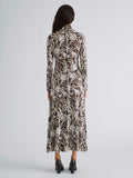 Proenza Schouler Back full length image of model wearing Mabel Dress in Jersey in Pale Blue Multi
