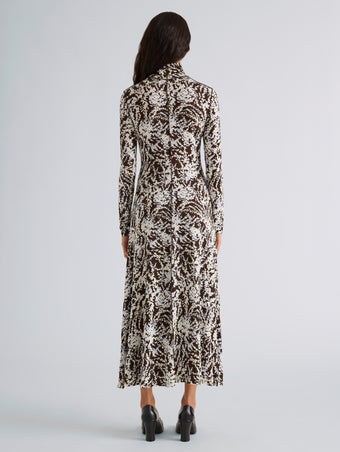 Proenza Schouler Back full length image of model wearing Mabel Dress in Jersey in Pale Blue Multi