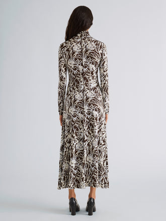 Proenza Schouler Back full length image of model wearing Mabel Dress in Jersey in Pale Blue Multi