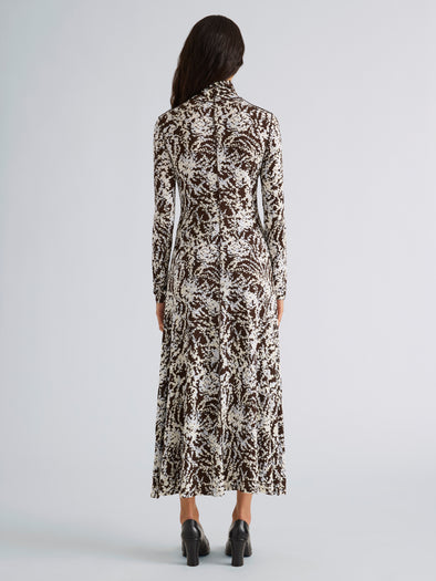 Proenza Schouler Back full length image of model wearing Mabel Dress in Jersey in Pale Blue Multi