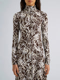 Proenza Schouler Detail image of model wearing Mabel Dress in Jersey in Pale Blue Multi