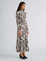 Proenza Schouler Front full length image of model wearing Mabel Dress in Jersey in Pale Blue Multi