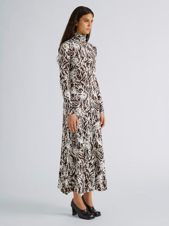 Proenza Schouler Front full length image of model wearing Mabel Dress in Jersey in Pale Blue Multi
