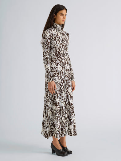Proenza Schouler Front full length image of model wearing Mabel Dress in Jersey in Pale Blue Multi