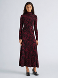 Proenza Schouler Front On Model Image of Mabel Dress in Jersey in Malbec Multi 