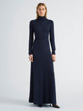 Proenza Schouler Front full length image of model wearing Jayne Dress in Marled Jersey in Navy Black