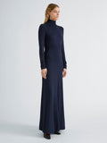 Proenza Schouler Front full length image of model wearing Jayne Dress in Marled Jersey in Navy Black