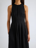 Proenza Schouler Detail image of model wearing Bronwyn Dress in Merino Wool in Black