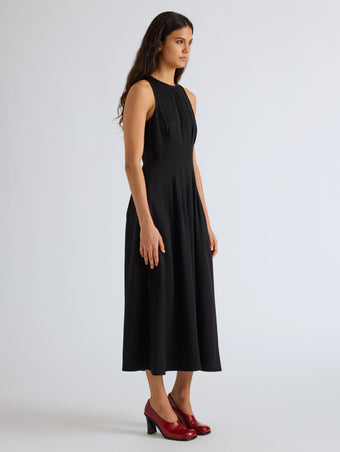 Proenza Schouler Front full length image of model wearing Bronwyn Dress in Merino Wool in Black