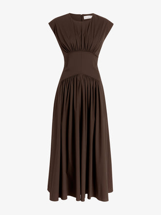 Proenza Schouler Still Life image of Nyssa Dress in Tech Cotton in Cocoa