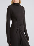 Proenza Schouler Detail image of model wearing Minna Dress in Twisted Rib in Black