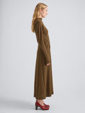 Proenza Schouler Side full length image of model wearing Minna Dress in Twisted Rib in Fatigue