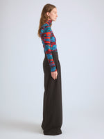 Proenza Schouler Side full length image of model wearing Harriet Top in Printed Soft Jersey in Poppy Multi