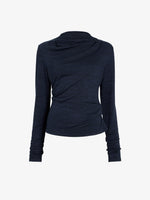 Proenza Schouler Still Life image of Mimi Top in Marled Jersey in Navy Black