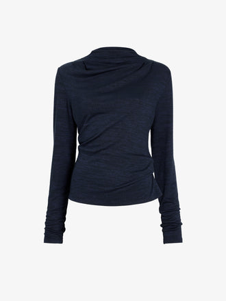 Proenza Schouler Still Life image of Mimi Top in Marled Jersey in Navy Black