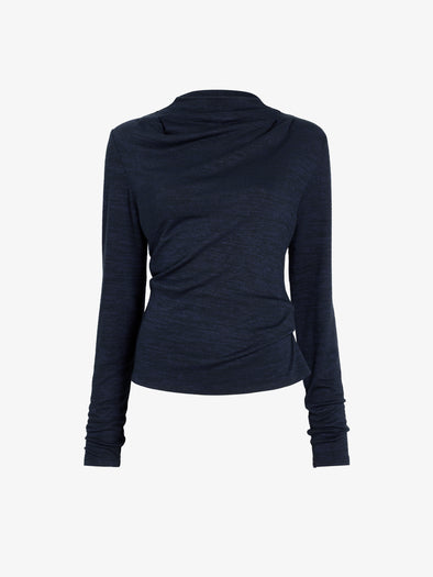 Proenza Schouler Still Life image of Mimi Top in Marled Jersey in Navy Black