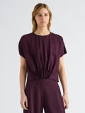 Proenza Schouler Front cropped image of model wearing Kat Top in Merino Wool in Malbec