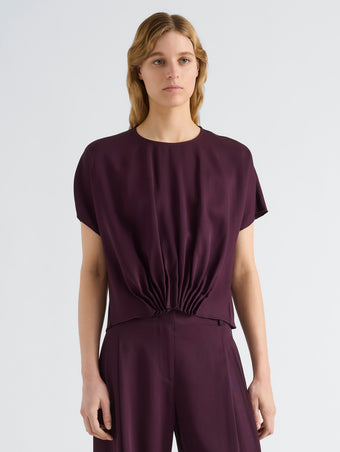 Proenza Schouler Front cropped image of model wearing Kat Top in Merino Wool in Malbec
