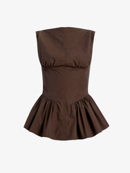 Proenza Schouler Still Life image of Hazel Top in Tech Cotton in Cocoa