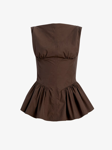 Proenza Schouler Still Life image of Hazel Top in Tech Cotton in Cocoa